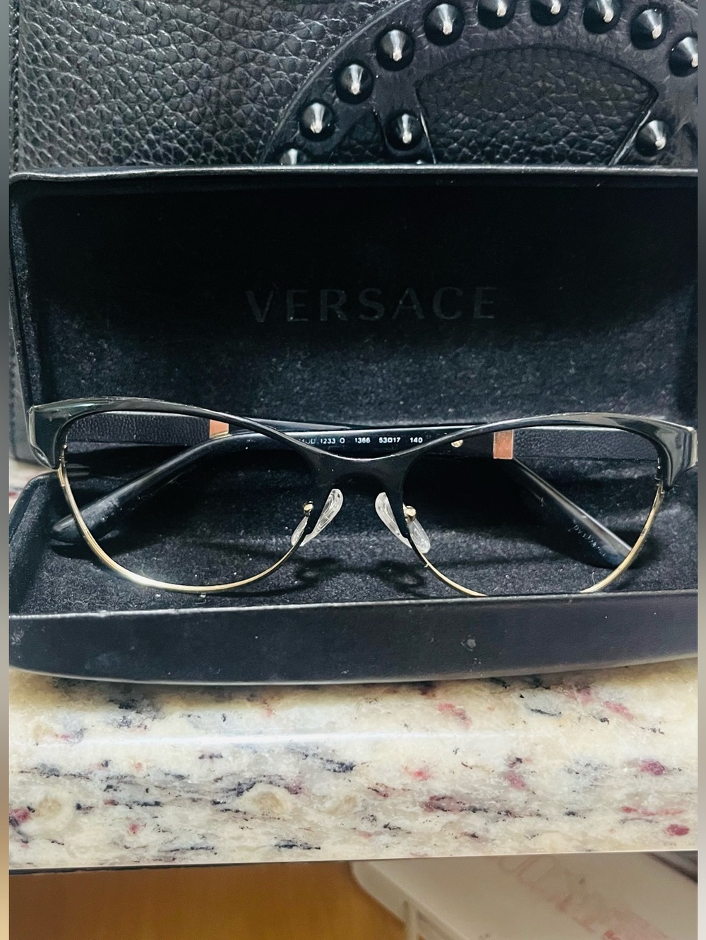 Versace Black and Gold Cat-Eye Women's Glasses